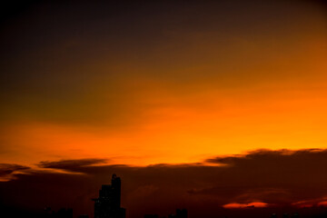 abstract background view of the colorful twilight sky.In the evening, the colorful changes (pink, orange, yellow, purple, sky) merge into the beauty of nature