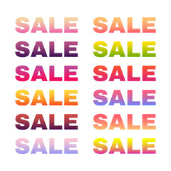 Hot summer sale vector set. Thick font in trendy gradient fill, sale bunner