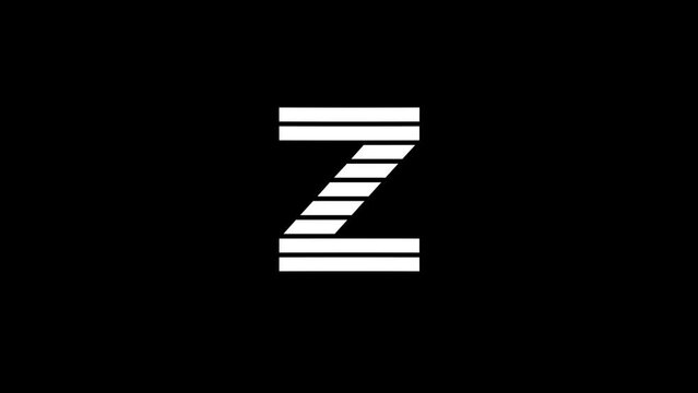 White picture of Z on a black background. american alphabet. english language for writing. Distortion liquid style transition icon for your project. 4K video animation for motion graphics and