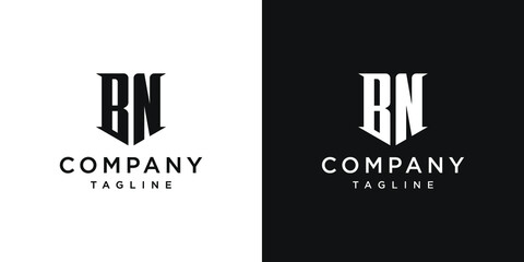 Creative Vintage Letter BN Monogram Logo Design Icon Template White and Black Background - obrazy, fototapety, plakaty