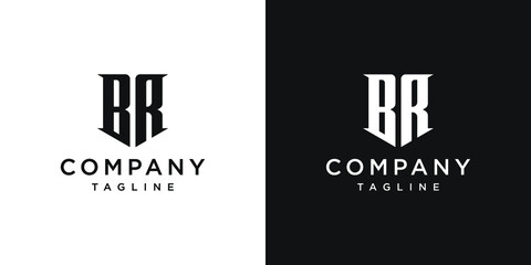 Creative Vintage Letter BR Monogram Logo Design Icon Template White and Black Background - obrazy, fototapety, plakaty