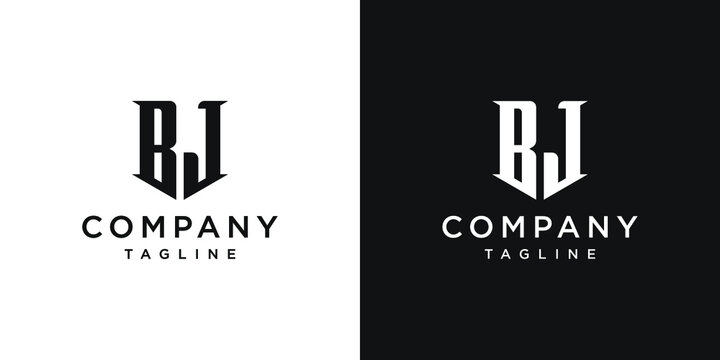 Creative Vintage Letter BJ Monogram Logo Design Icon Template White and Black Background