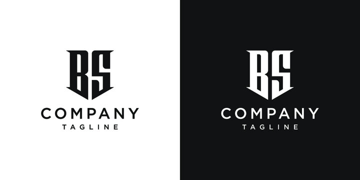 Creative Vintage Letter BS Monogram Logo Design Icon Template White and Black Background