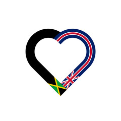 unity concept. heart ribbon icon of jamaica and union jack flags. vector illustration isolated on black background