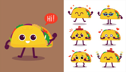 Mexican Tacos Mascot Vector Set