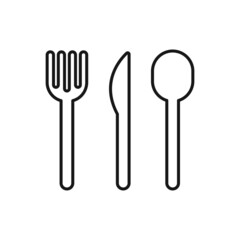 Cutlery line icon, Restaurant editable stroke outline icon, high quality vector symbol for mobile app. Fork, spoon, knife.