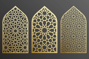 Arabic decor elements, laser cut window grating templates.