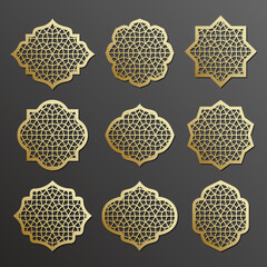 Decor elements with arabesque pattern, vector.