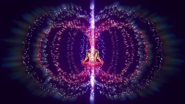 looped 3d animation torsion field of a person in motion