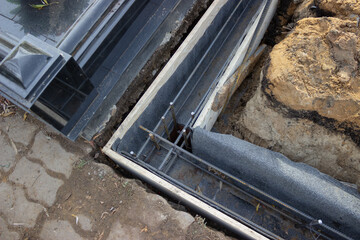 Improvement of burial sites. Bonded reinforcement prepared for pouring concrete