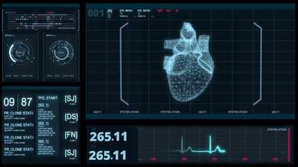 Human heart futuristic medical hologram 3d illustration.
