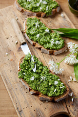 Homemade wild garlic pesto