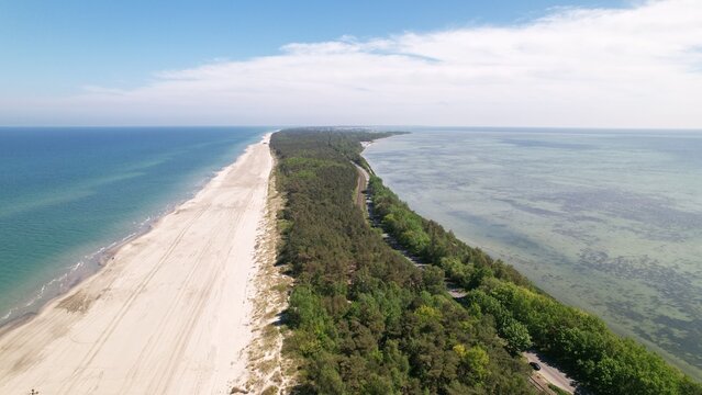 Helska Spit, Poland. A beautiful peninsula for traveling, surrounded by the Baltic Sea.
