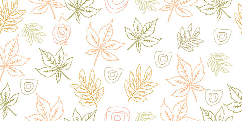 Seamless pattern autumn leaves. Maple leaves in autumn colors.