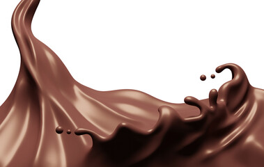 Chocolate splash abstract shapes with clipping path , 3D Rendering, 3D illustration