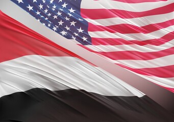 USA Flag with Abstract Yemen Flag Illustration 3D Rendering (3D Artwork)