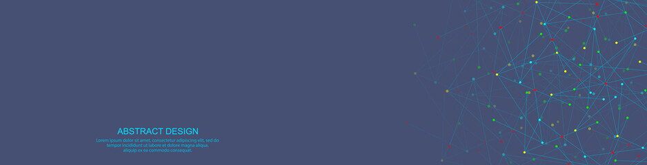Abstract technology background of global network connection and communication with connecting the dots and lines for banner design or header