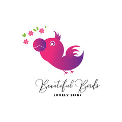 Fototapeta na wymiar Cute Beautiful Little Bird Logo.