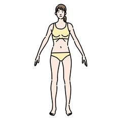 下着を着た痩せ型の若い女性