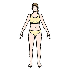 下着を着た普通体型の若い女性