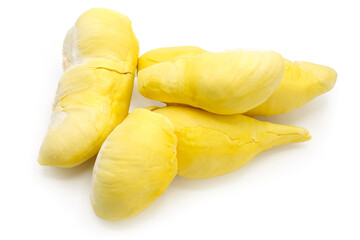 Pile Ripe Durian On White Background.