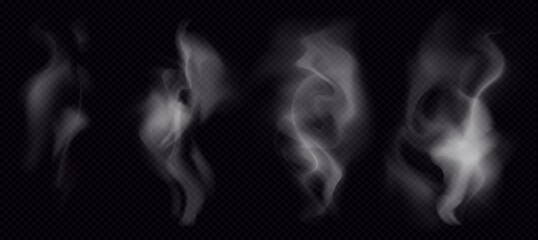 Smoke vector collection. Gray,White isolated cigarette or fire smoke. Transparent special effect. Vector illustration. Smoke PNG