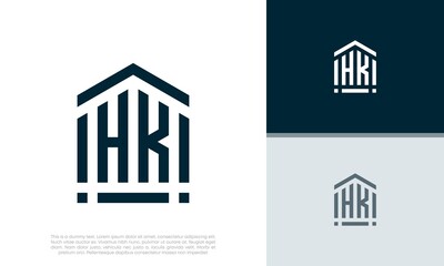 Simple Initials HK logo design. Initial Letter Logo. Shield logo.