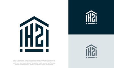 Simple Initials HZ logo design. Initial Letter Logo. Shield logo.