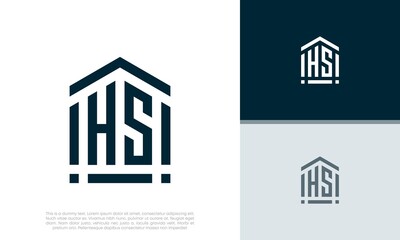 Simple Initials HS logo design. Initial Letter Logo. Shield logo.