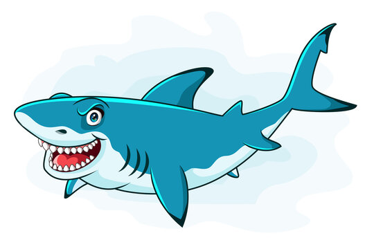 A Angry shark cartoon isolated on white background