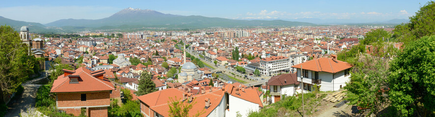 Fototapeta na wymiar Panoramic overview at the town of Prizren in Kosovo