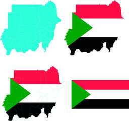 Set of territories of the country with the flag of Sudan