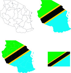 Set of territories of the country with the flag of Tanzania