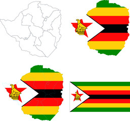 Set of territories of the country with the flag of Zimbabwe