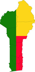 Set of territories of the country with the flag of Benin