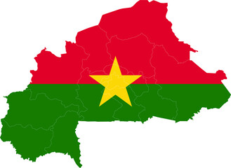 Set of territories of the country with the flag of Burkina Faso