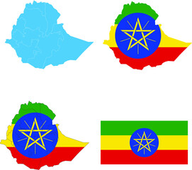 Set of territories of the country with the flag of Ethiopia