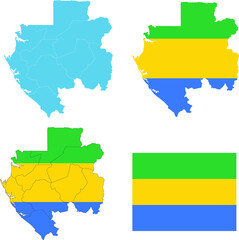 Obraz premium Set of territories of the country with the flag of Gabon