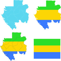 Set of territories of the country with the flag of Gabon
