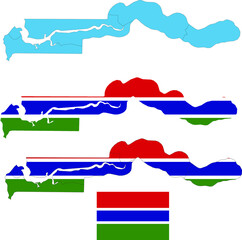 Set of territories of the country with the flag of Gambia