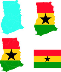 Set of territories of the country with the flag of Ghana