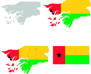 Set of territories of the country with the flag of Guinea Bissau