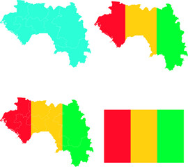 Set of territories of the country with the flag of Guinea