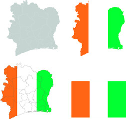 Set of territories of the country with the flag of Ivory Coast