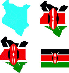 Set of territories of the country with the flag of Kenya