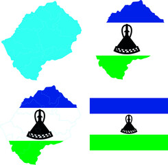 Set of territories of the country with the flag of Lesotho