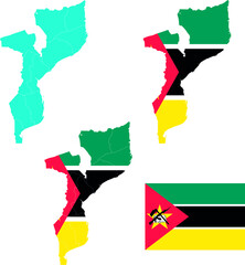 Set of territories of the country with the flag of Mozambique