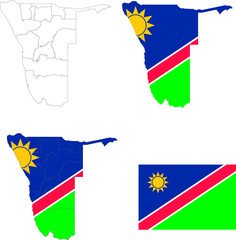Set of territories of the country with the flag of Namibia