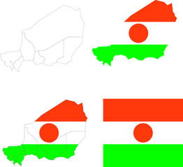 Set of territories of the country with the flag of Niger