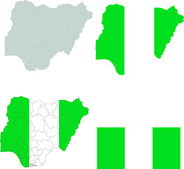 Set of territories of the country with the flag of Nigeria